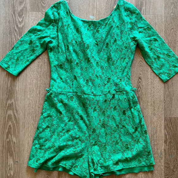 Maude Medium Green Lace Romper - Picture 1 of 10